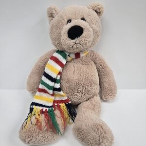 ANIMAL ADVENTURE Plush Teddy Bear Lovey Brown Stripe Scarf Hudson's Bay Co Pelly